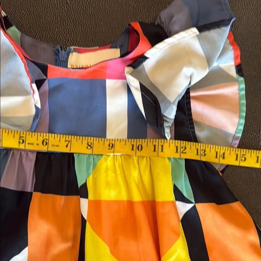 BritonCourt Colorful Geometric Dress with Flutter Sleeves size 2